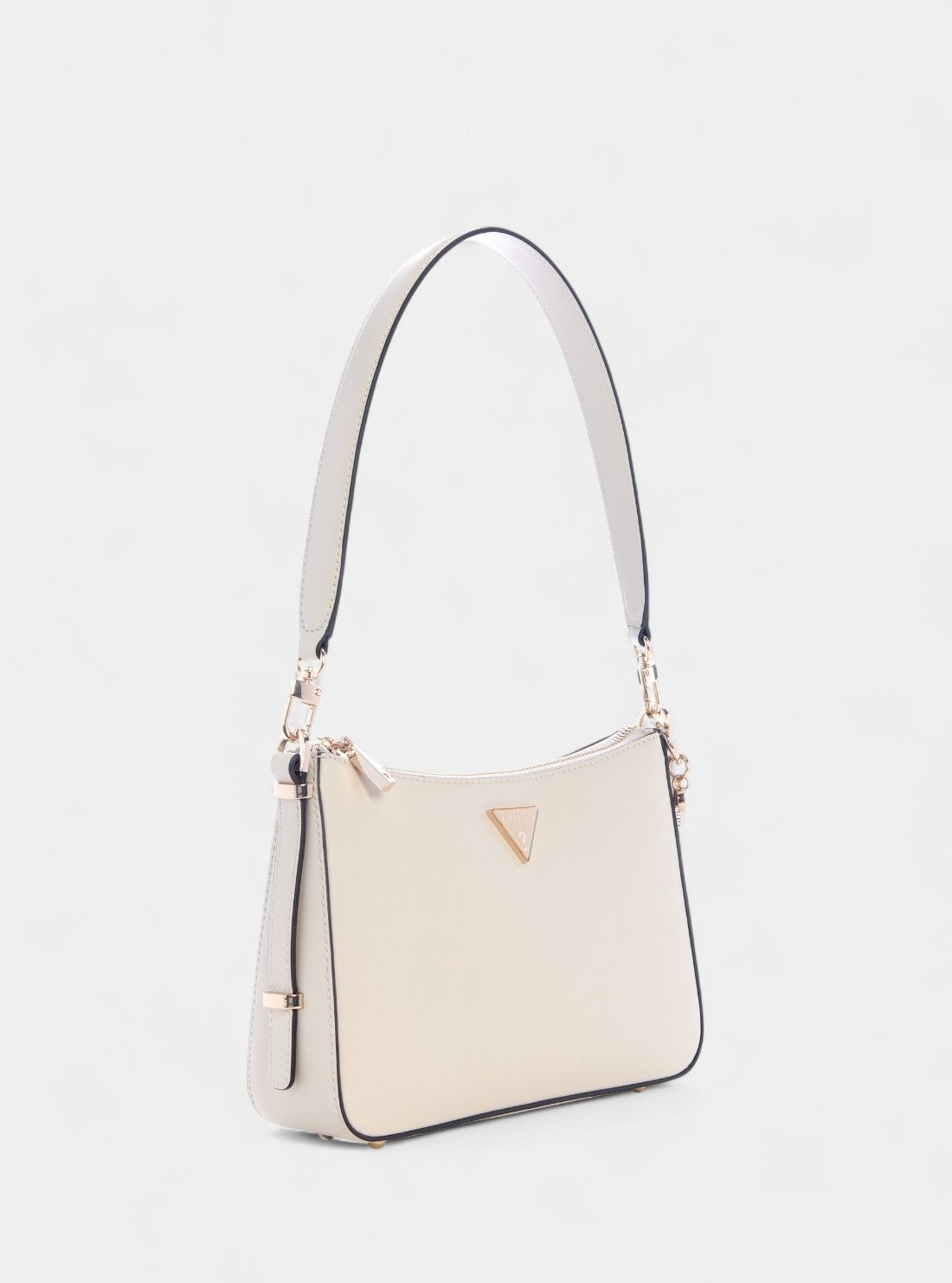 GUESS Womens White Daryna Top Zip Shoulder Bag VG720818 Front Side View