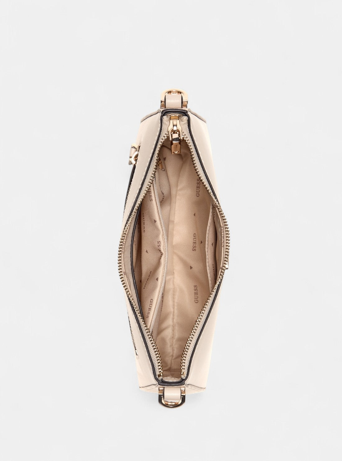 GUESS Womens White Daryna Top Zip Shoulder Bag VG720818 Inside View