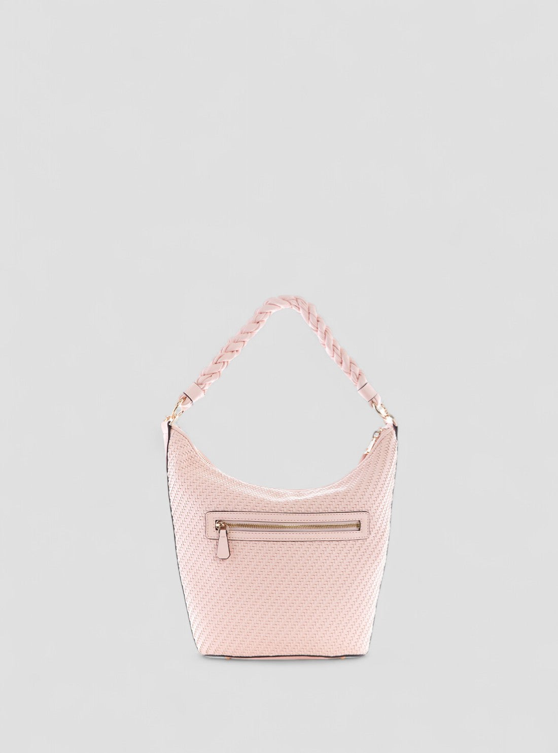 GUESS Womens Pink Woven Hassie Bucket Hobo Satchel VG839702 Back View