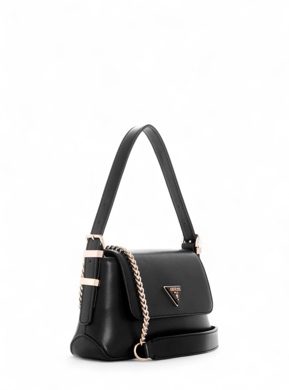 GUESS Black Desideria Mini Flap Shoulder Bag VG874378 Front Side View