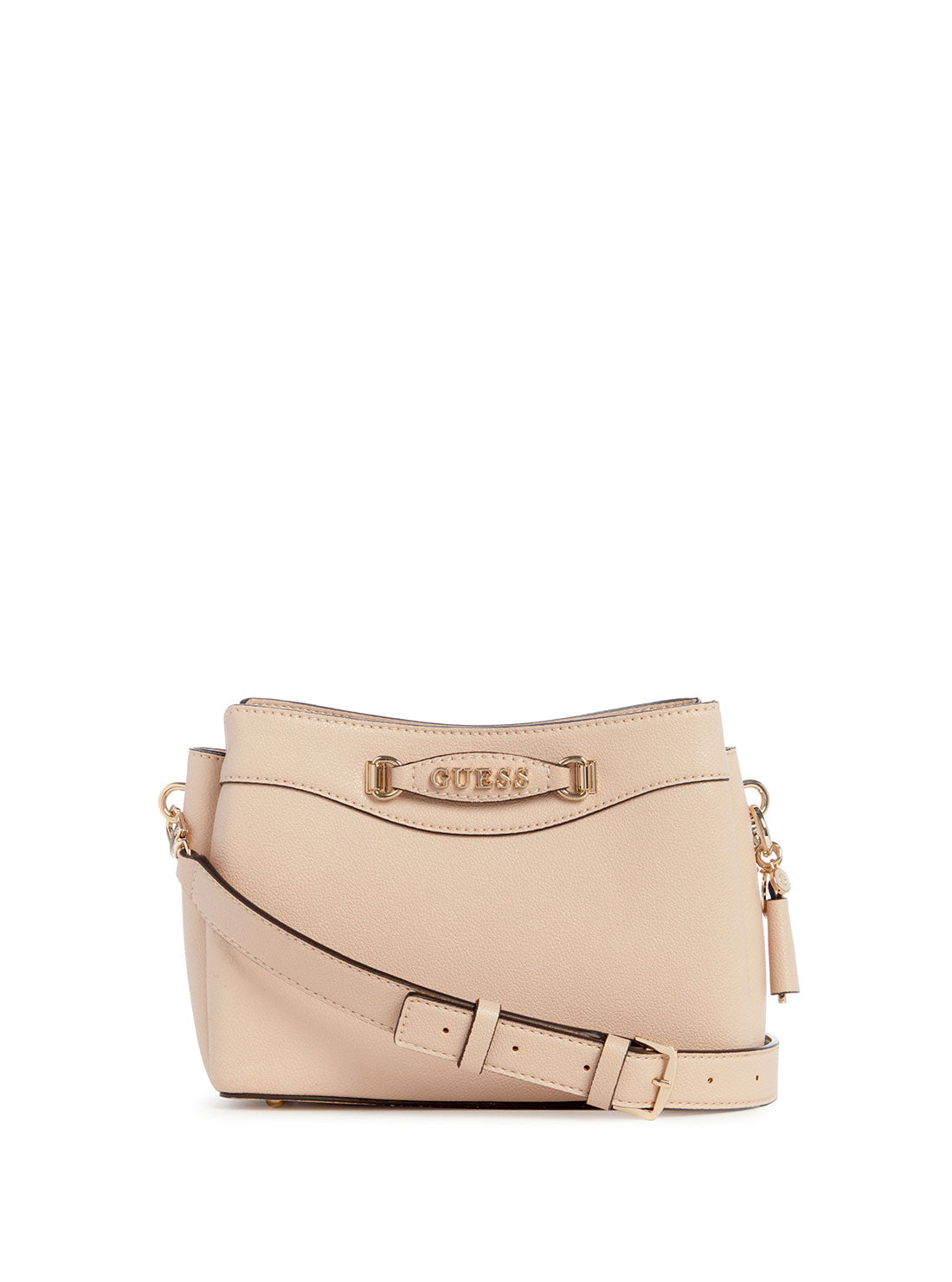 GUESS Beige Emera Girlfriend Crossbody Bag front view