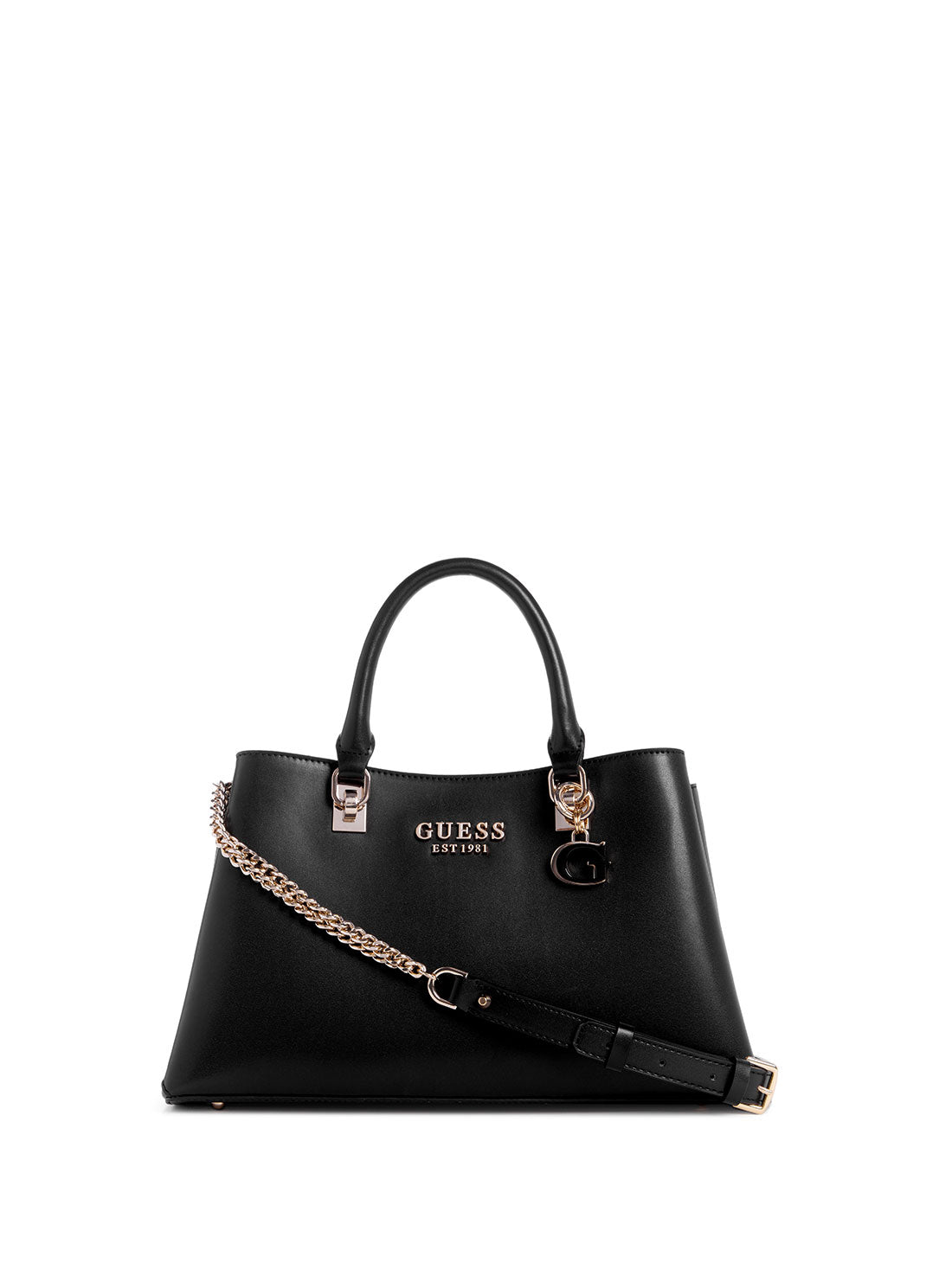 GUESS Black Eliette Girlfriend Satchel Bag front view