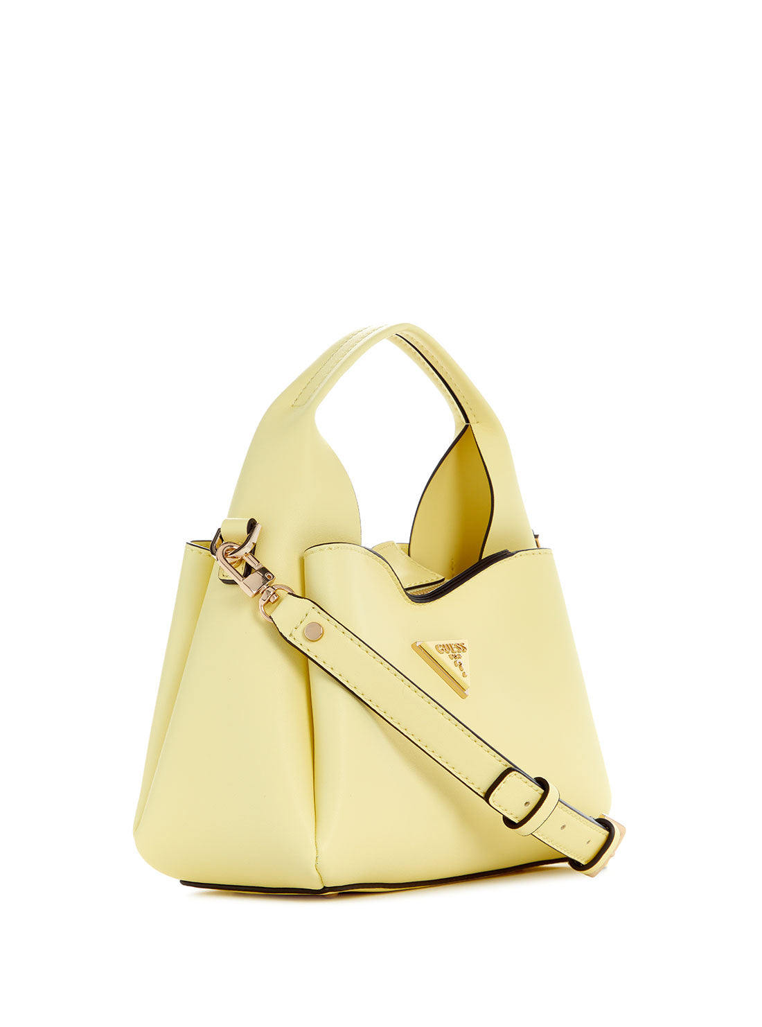 GUESS Pale Yellow Iwona Top Zip Crossbody Bag side view