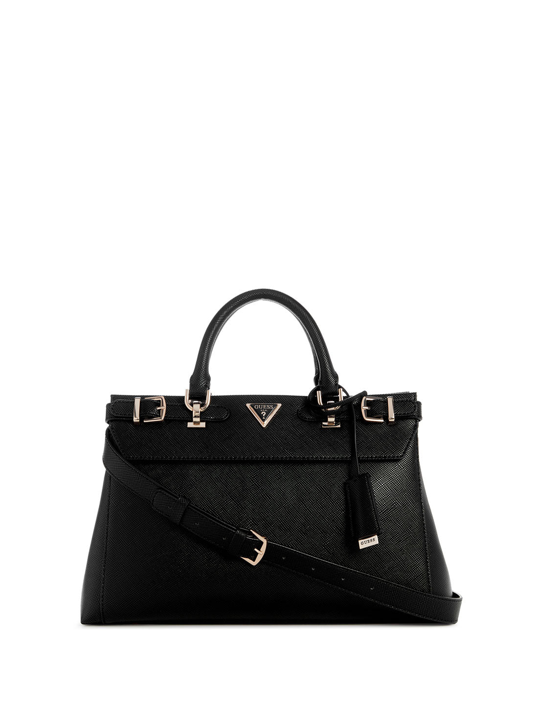 GUESS Black Levante Luxury Satchel Bag front view