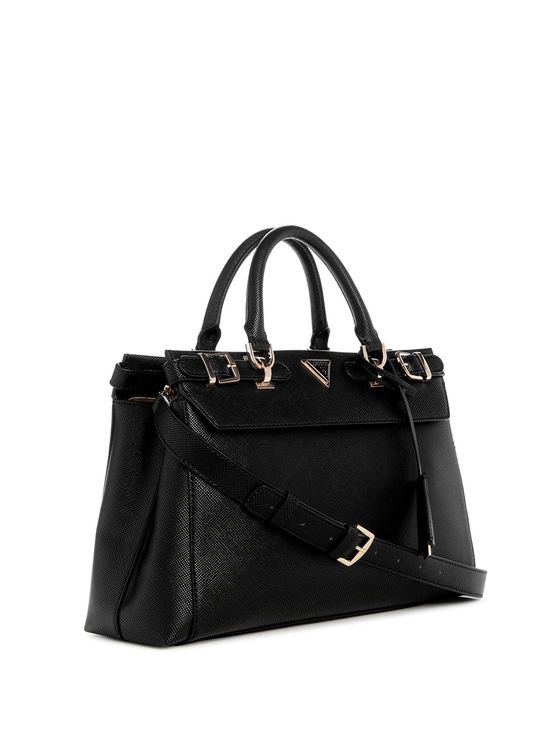 GUESS Black Levante Luxury Satchel Bag side view