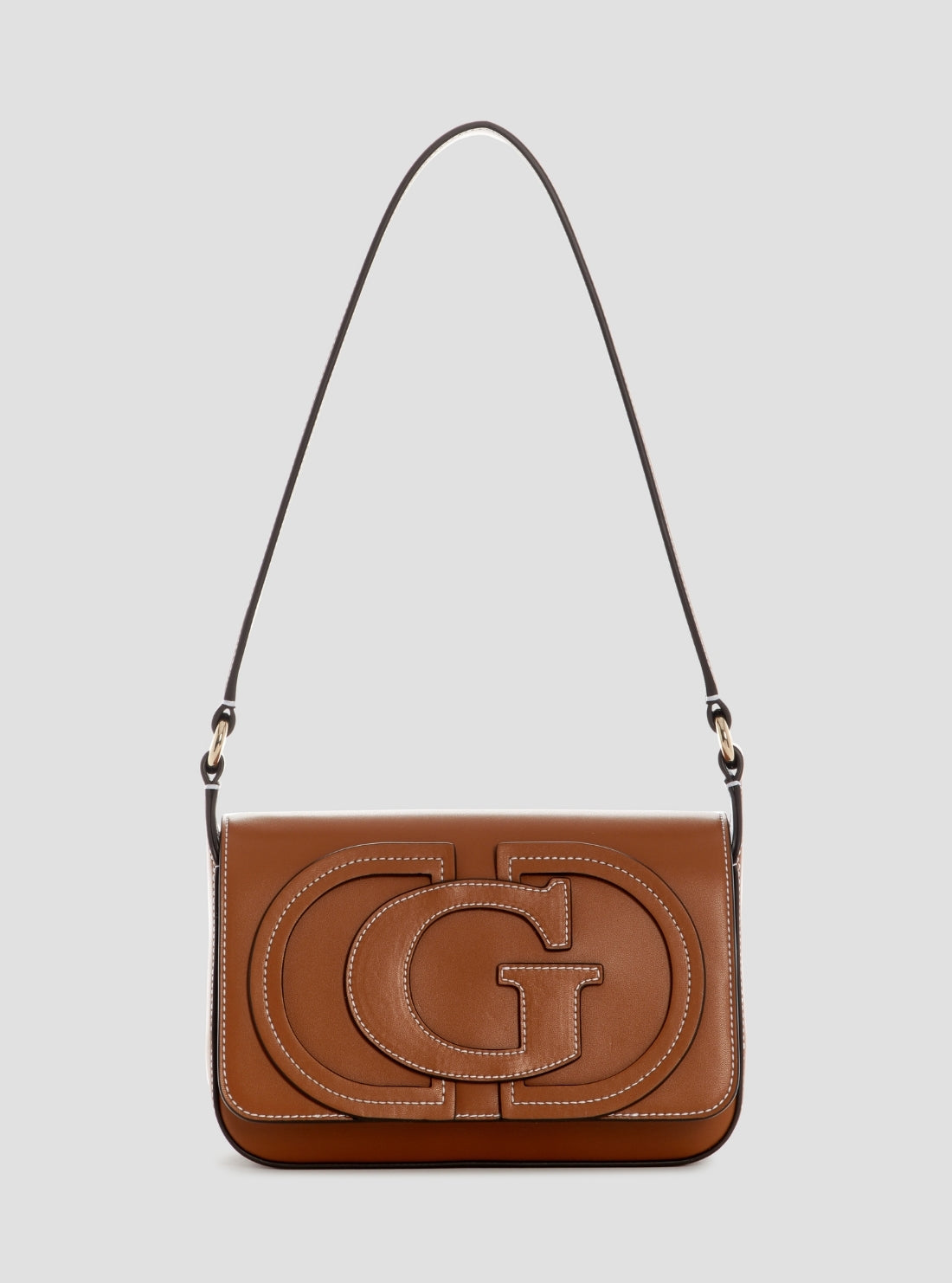 GUESS Womens Brown Ruby Flap Shoulder Bag VG974019 Front View