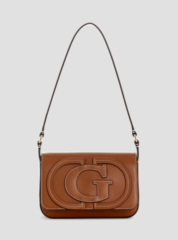 GUESS Womens Brown Ruby Flap Shoulder Bag VG974019 Front View
