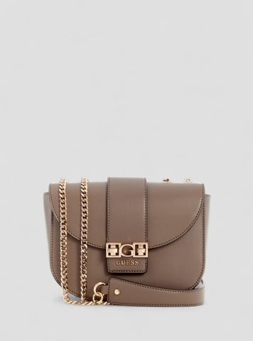 GUESS Womens Brown Jane Convertible Crossbody Flap Bag VG989121 Front View