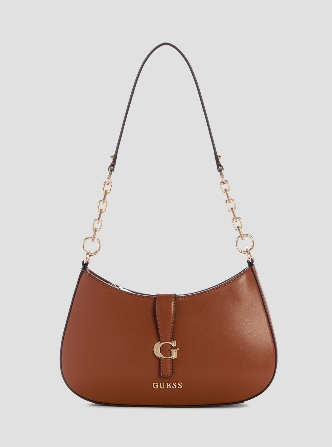 GUESS Womens Brown Carrie Top Zip Shoulder Bag VG989618 Front View