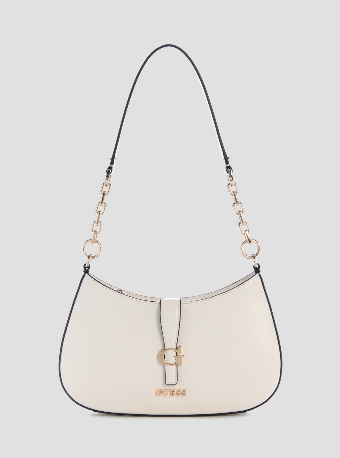 GUESS Womens White Carrie Top Zip Shoulder Bag VG989618 Front View