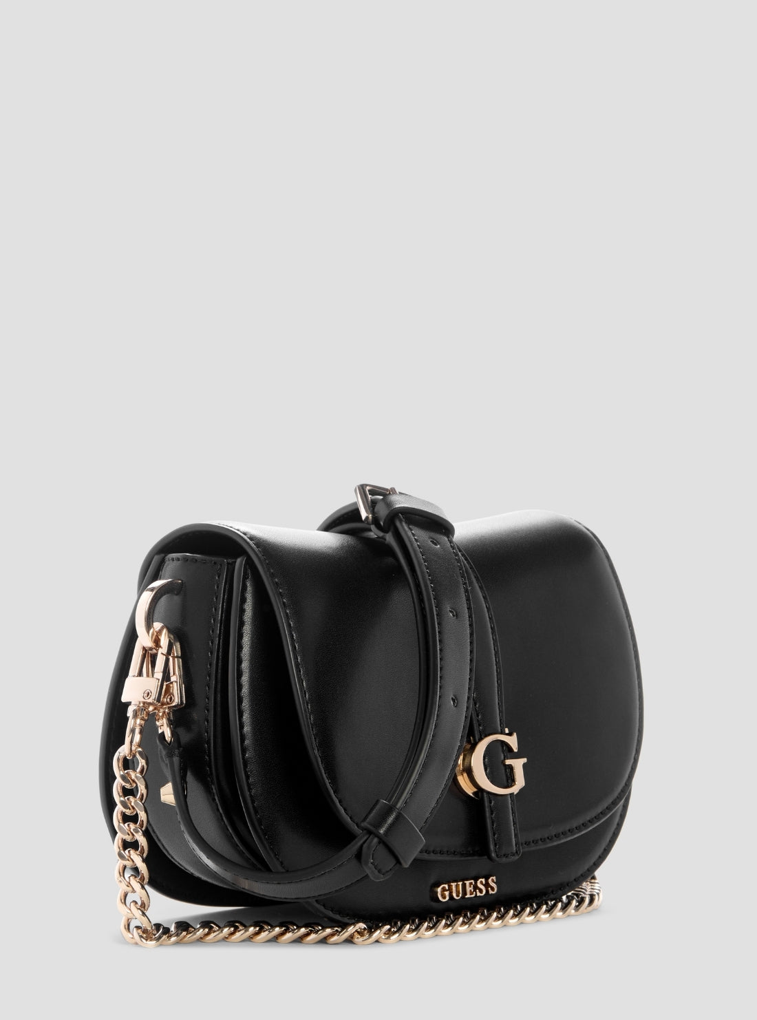GUESS Womens Black Carrie Mini Flap Crossbody Bag VG989678 Front Side View