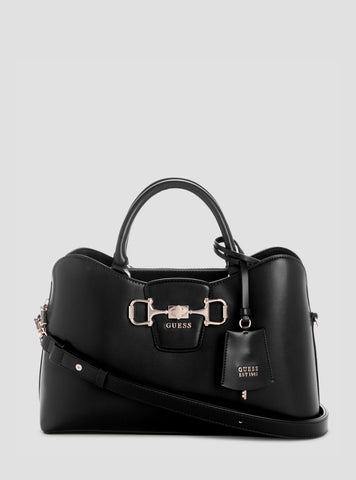 GUESS Womens Black Janie Girlfriend Satchel Bag VG991006 Front View