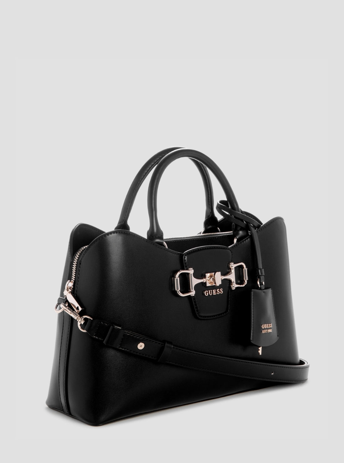 GUESS Womens Black Janie Girlfriend Satchel Bag VG991006 Side View