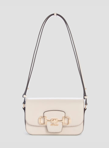 GUESS Womens White Janie Convertible Crossbody Flap Bag VG991021 Front View