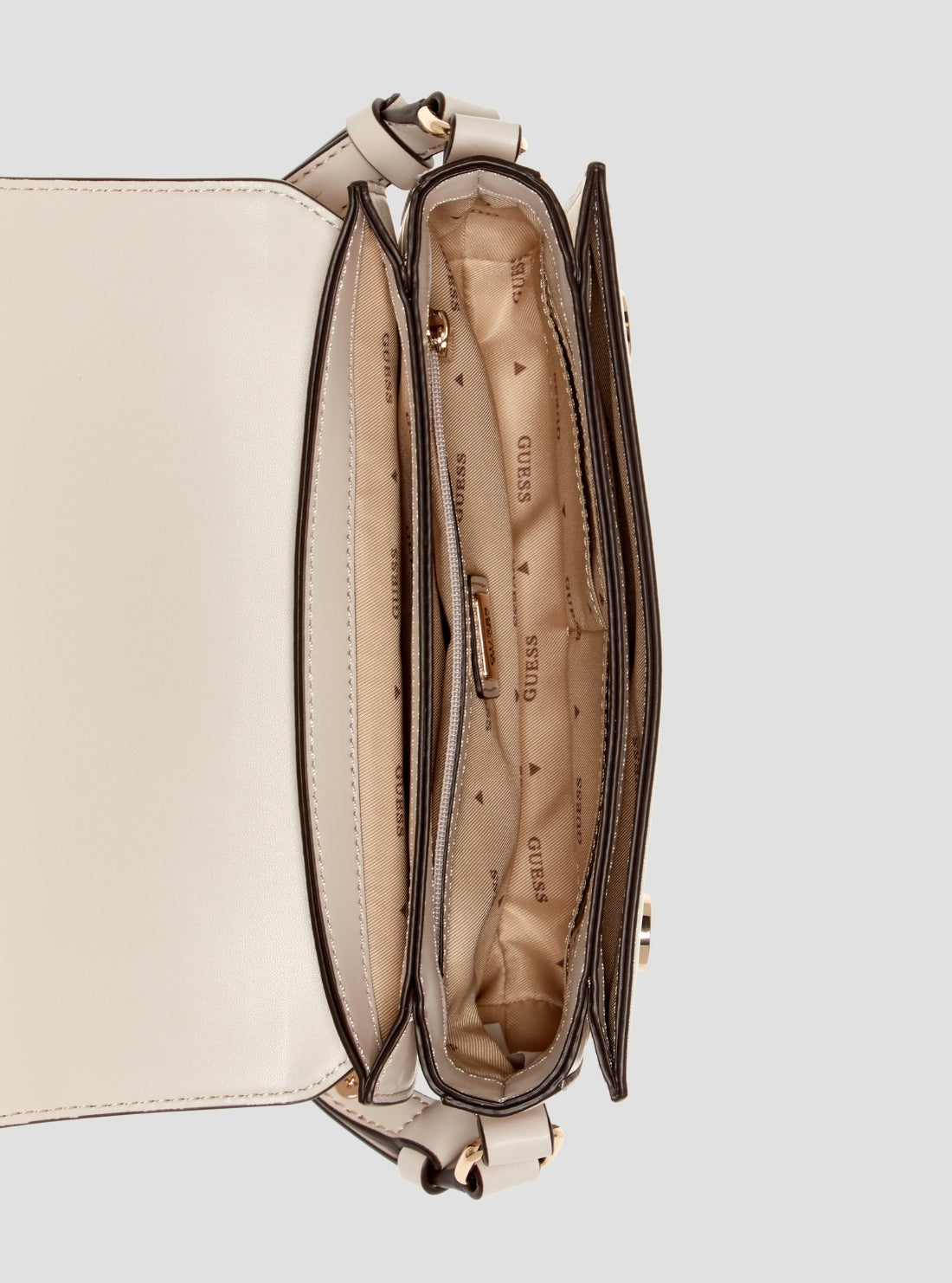 GUESS Womens White Janie Convertible Crossbody Flap Bag VG991021 F Inside View