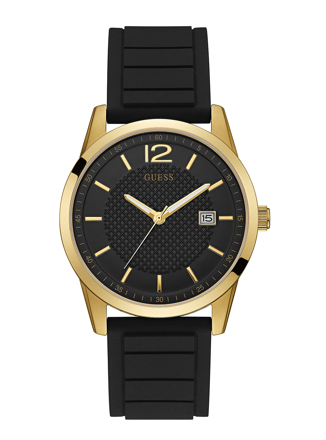 Gold Perry Silicone Watch | GUESS Men's Watches | front view