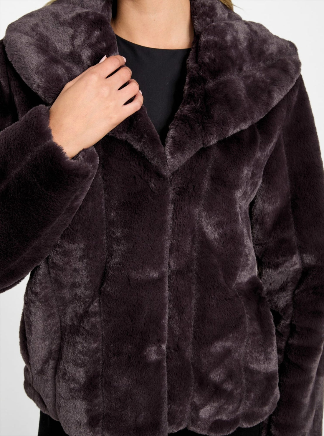 GUESS Womens Brown Sophy Faux-Fur Jacket W0BL0NWDCH0 Detail View