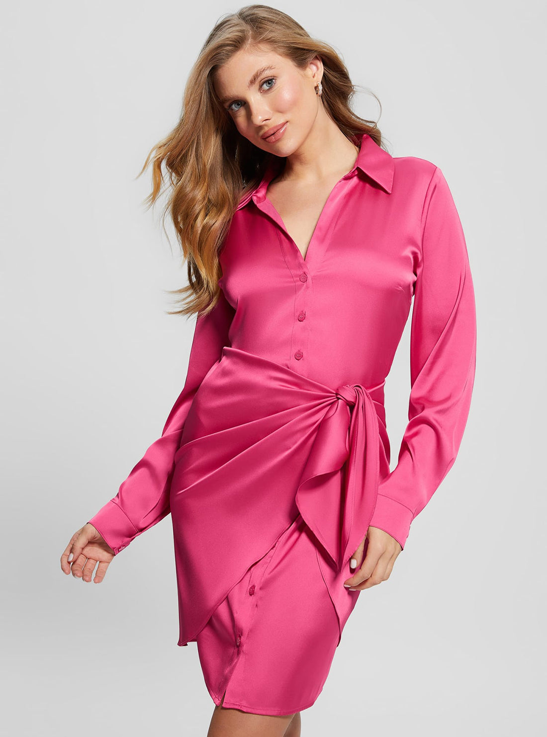 pink dress guess GUESS Pink 4G logo wool blend mini dress
