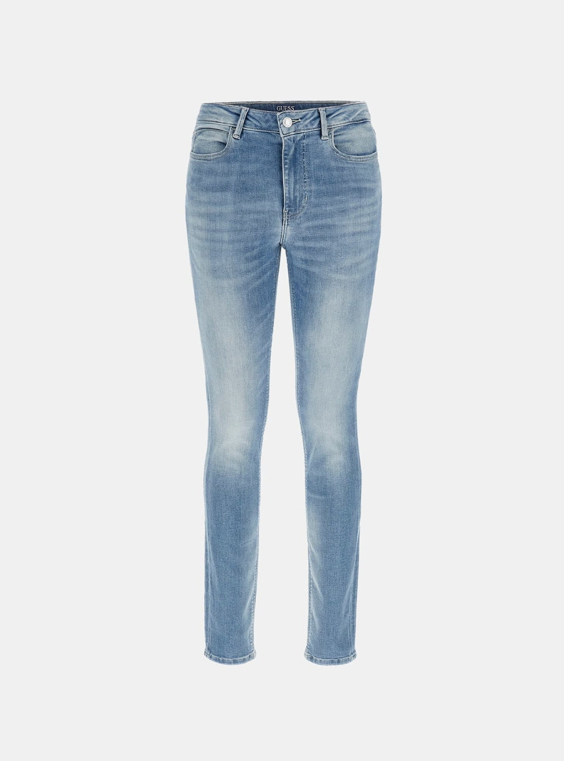 GUESS Womens High-Rise 1981 Skinny Jeans in Carrie Light W2YA46D4Q01  Flatlay