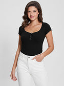 Eco Black Karlee Jewel Henley T-Shirt