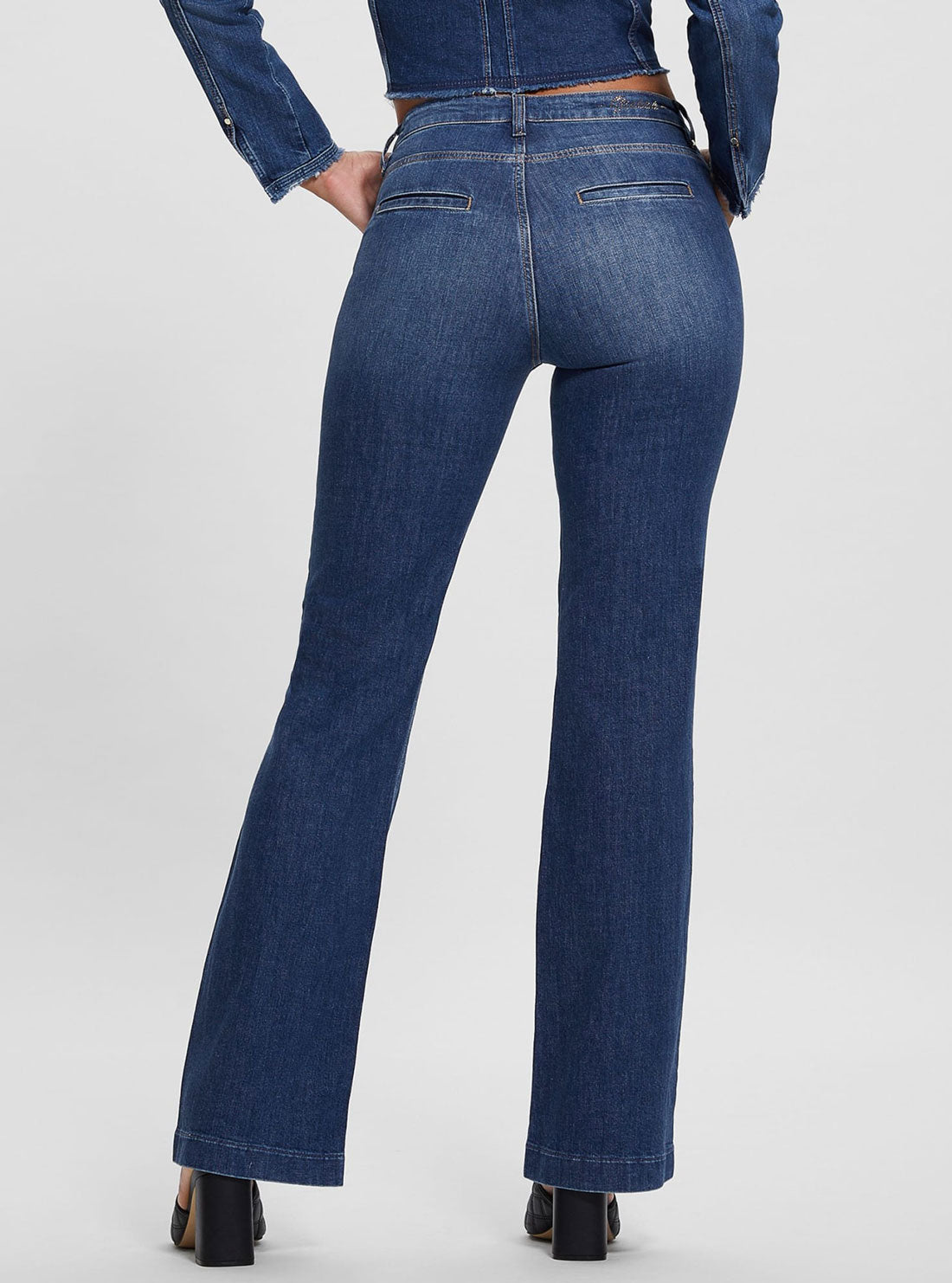 Eco Blue Chain Pocket Sexy Bootcut Denim Jeans | GUESS Women's Apparel | back view