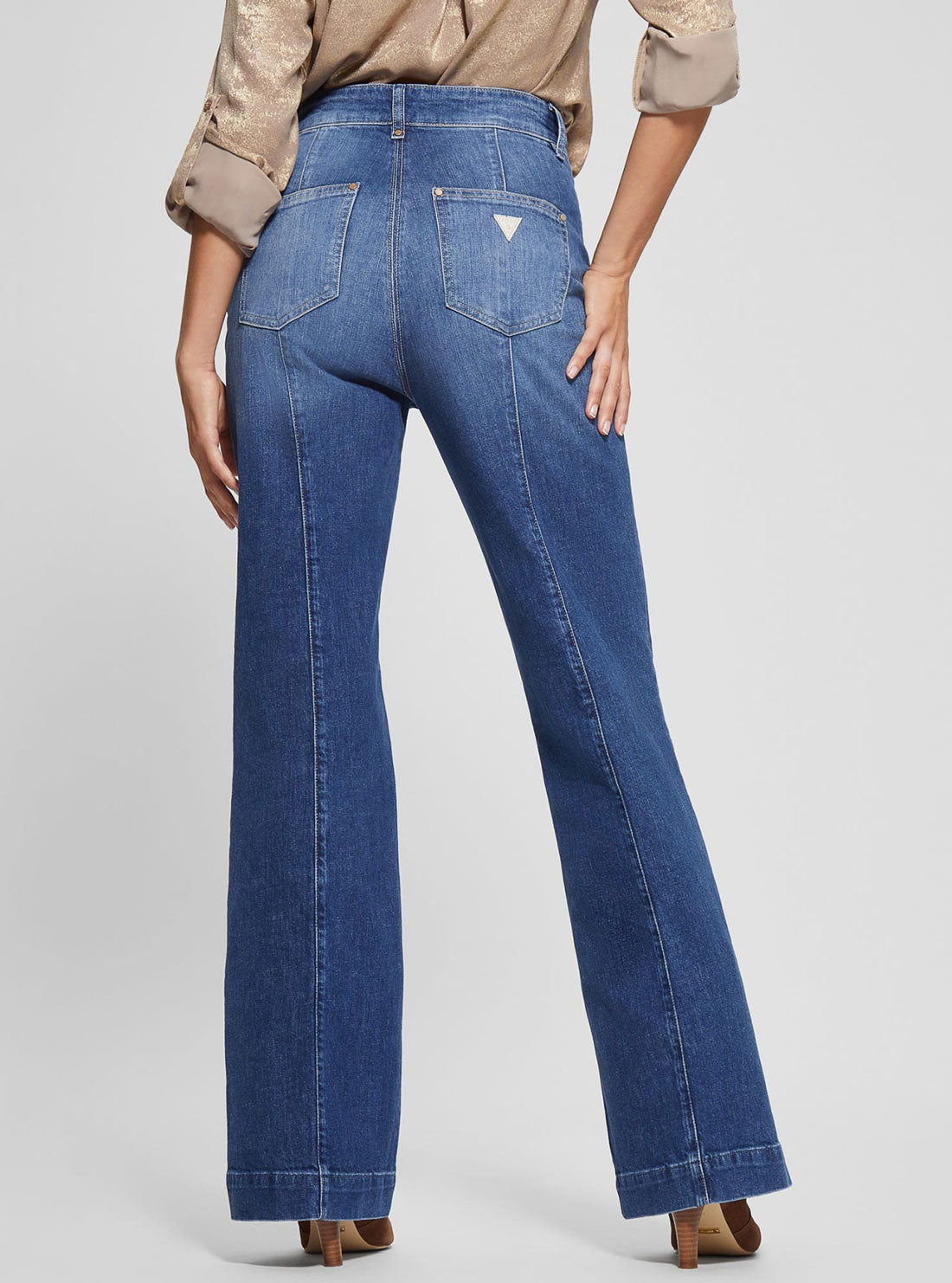 Blue Faye Flare Denim Jeans | GUESS Women's Apparel | back view