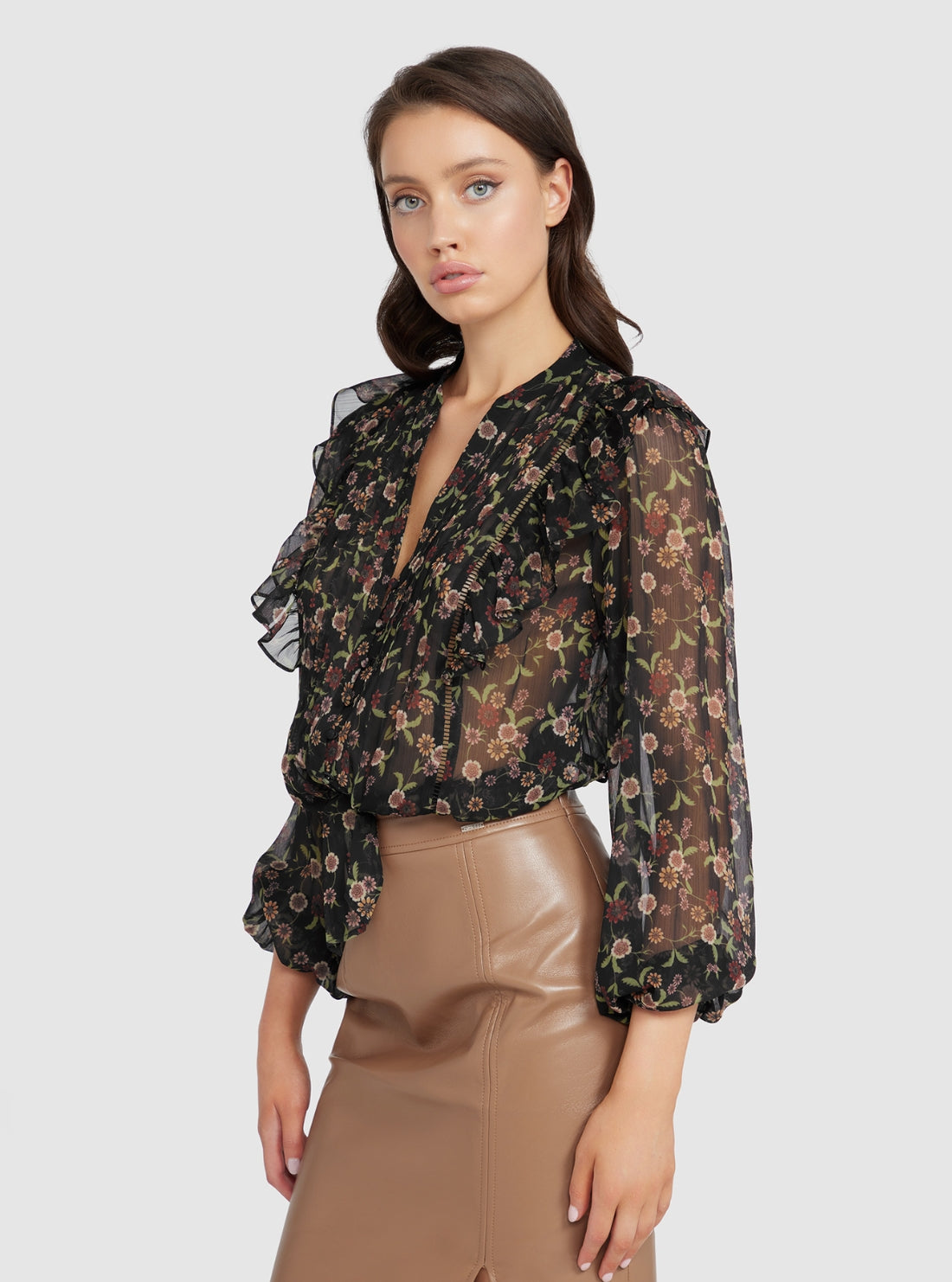 Black Dionne Tie Front Top