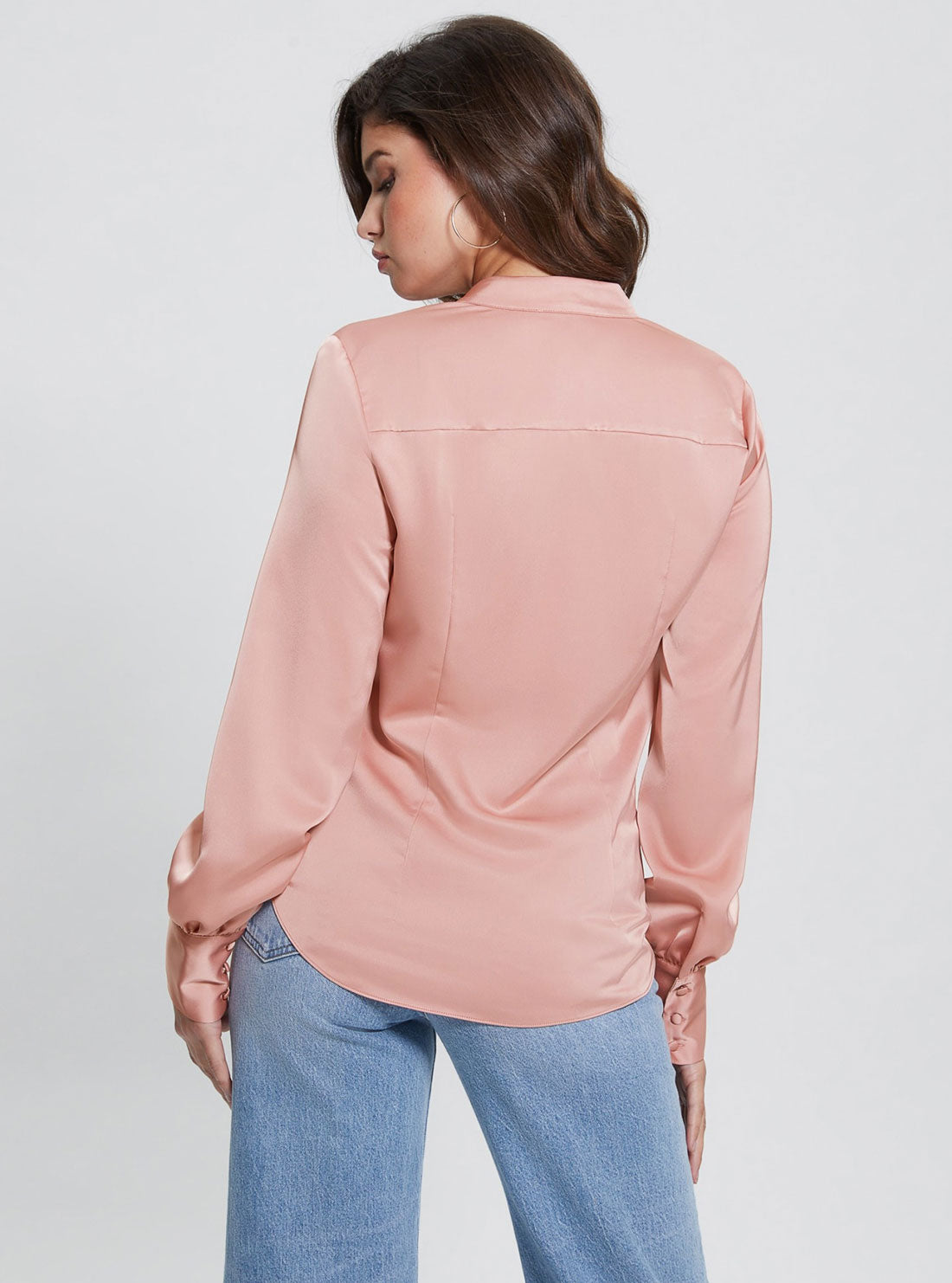 Eco Blush Rita Satin Shirt | GUESS Women's Apparel | back view