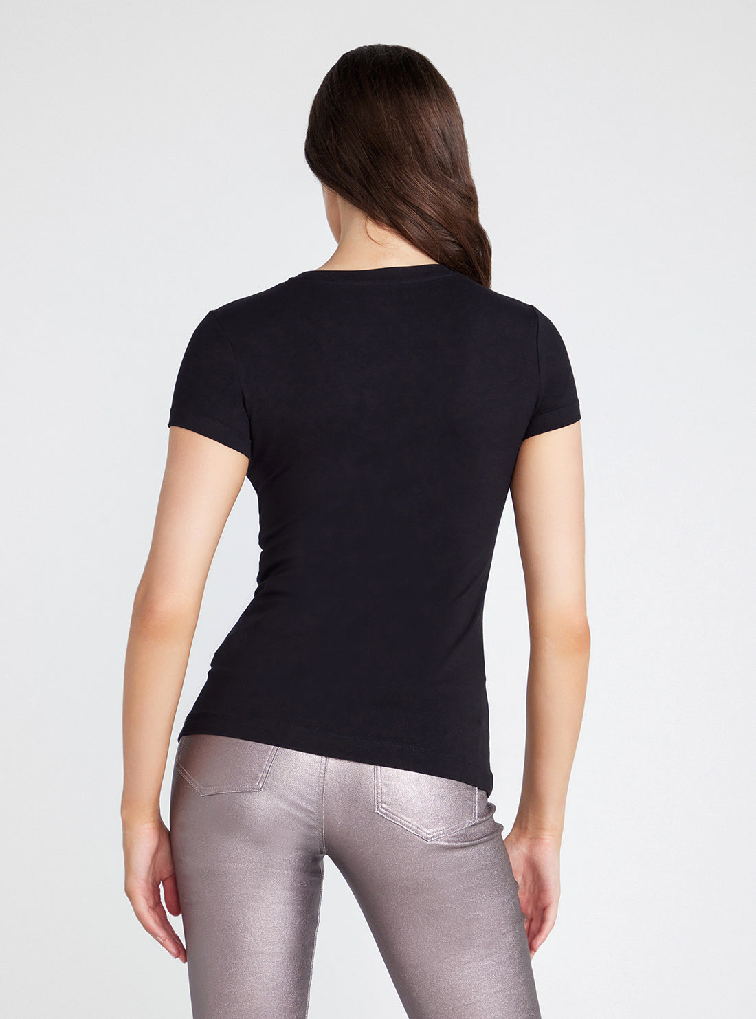 Black Rhinestone Rose T-Shirt | GUESS Women's Apparel | back view