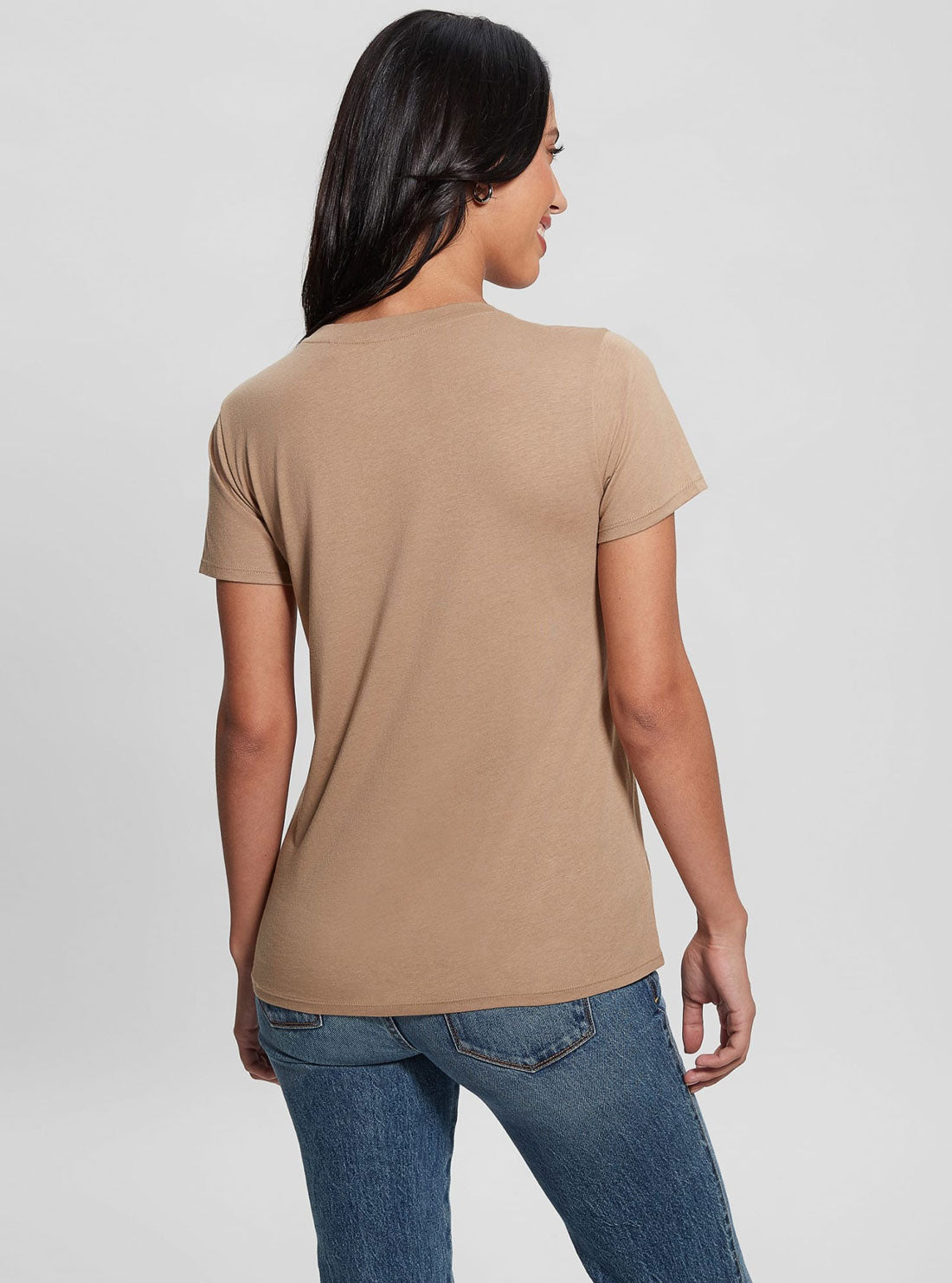Tan Wolf Graphic T-Shirt | GUESS Women's Apparel | back view