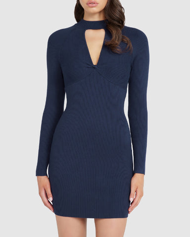 Long Sleeve Mock Neck Cut Out Cambria Dress