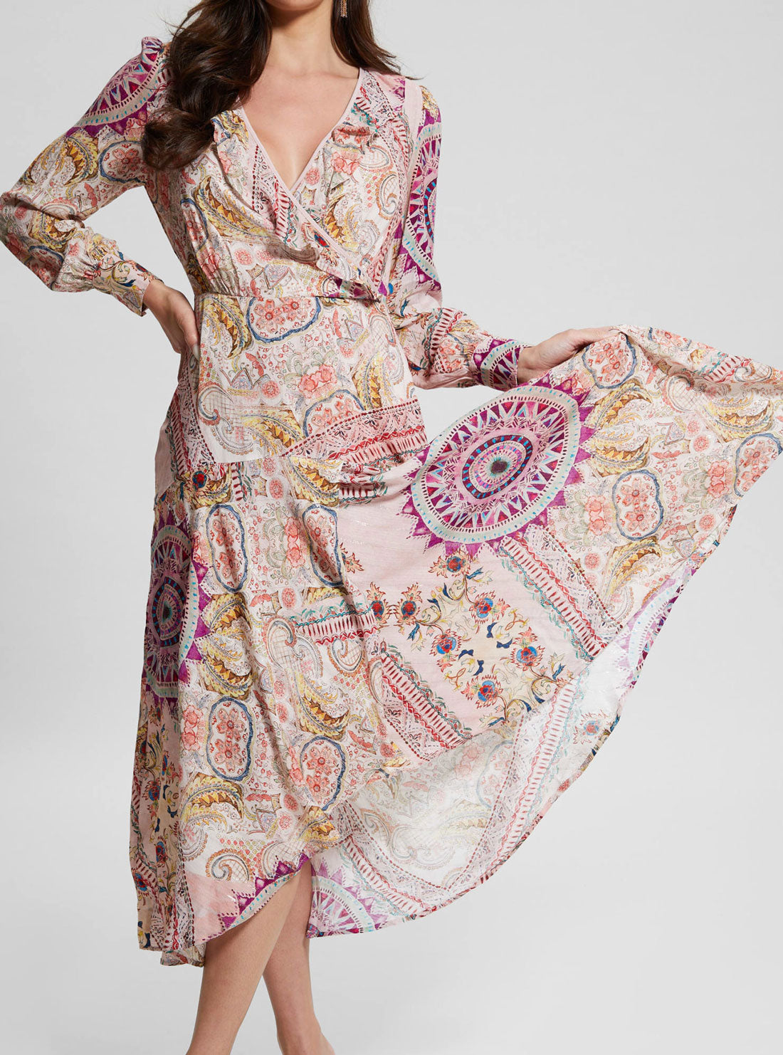 Monique Print Midi Dress | GUESS Women's Apparel | front view