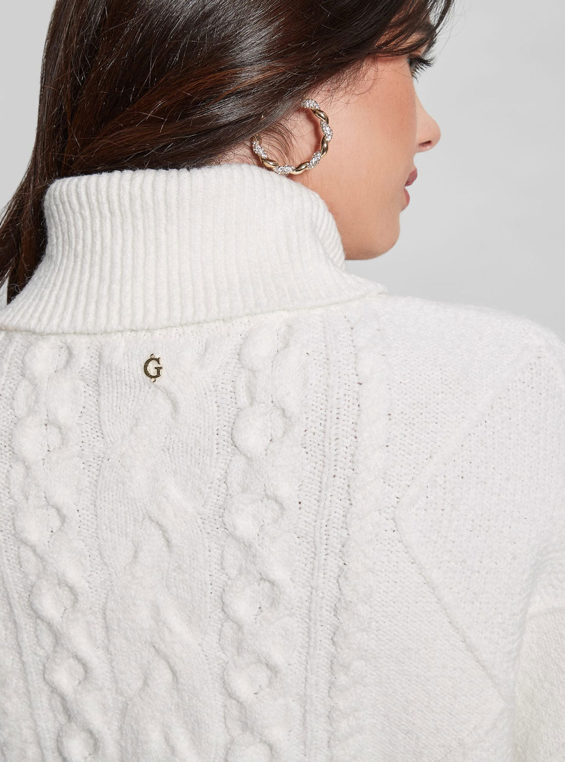 White Jen Knit Top | GUESS Women's Apparel | back detail view