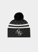 GUESS Black White Logo Sabine Beanie