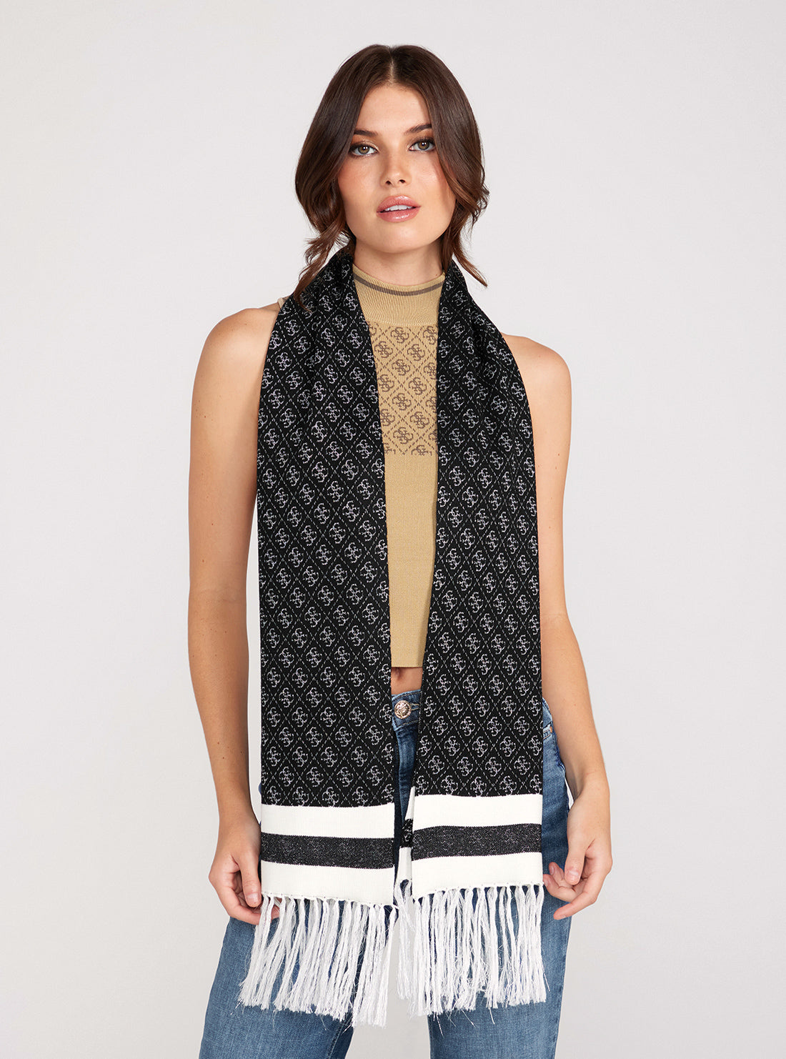 Black White Logo Valerie Scarf