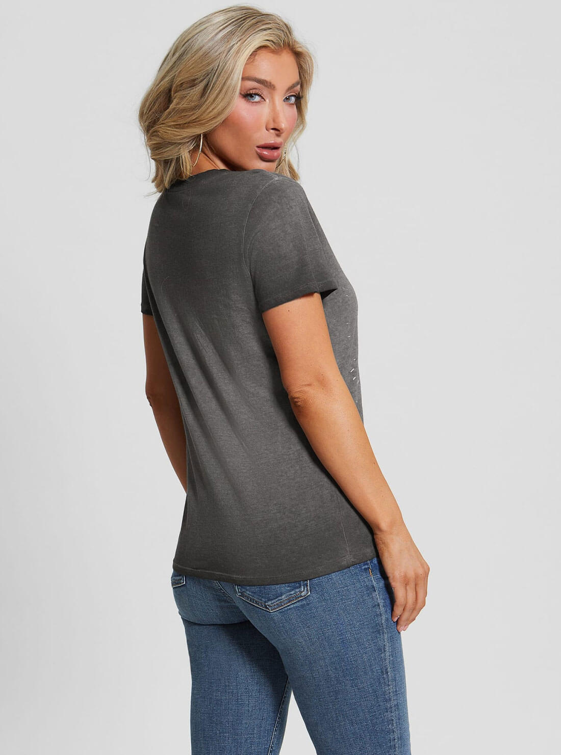 Grey Dance All Night Graphic T-Shirt | GUESS Women's Apparel | back view