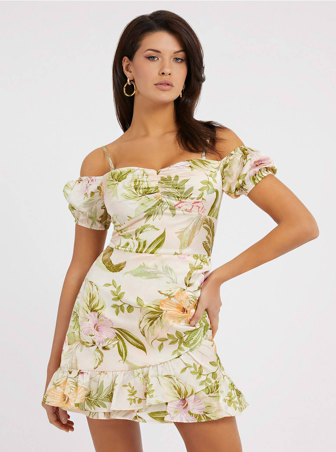 Eco Hibiscus Alva Mini Dress | GUESS Women's Apparel | front view