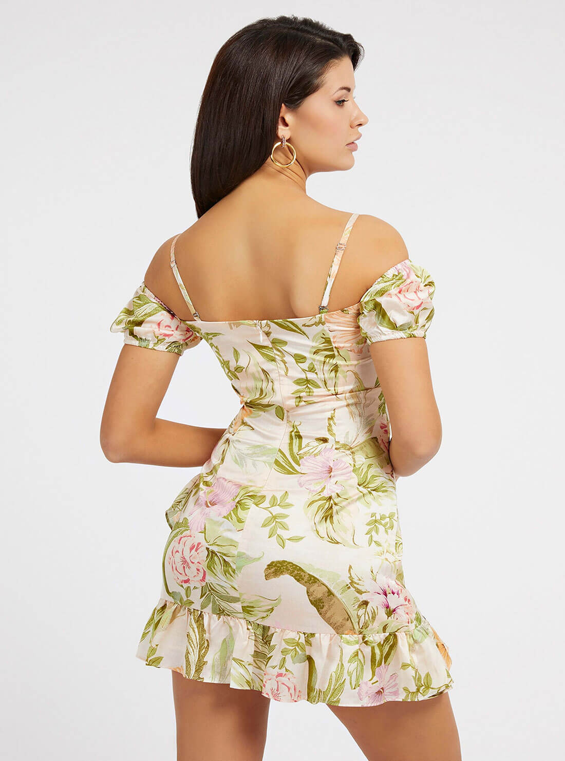 Eco Hibiscus Alva Mini Dress | GUESS Women's Apparel | back view