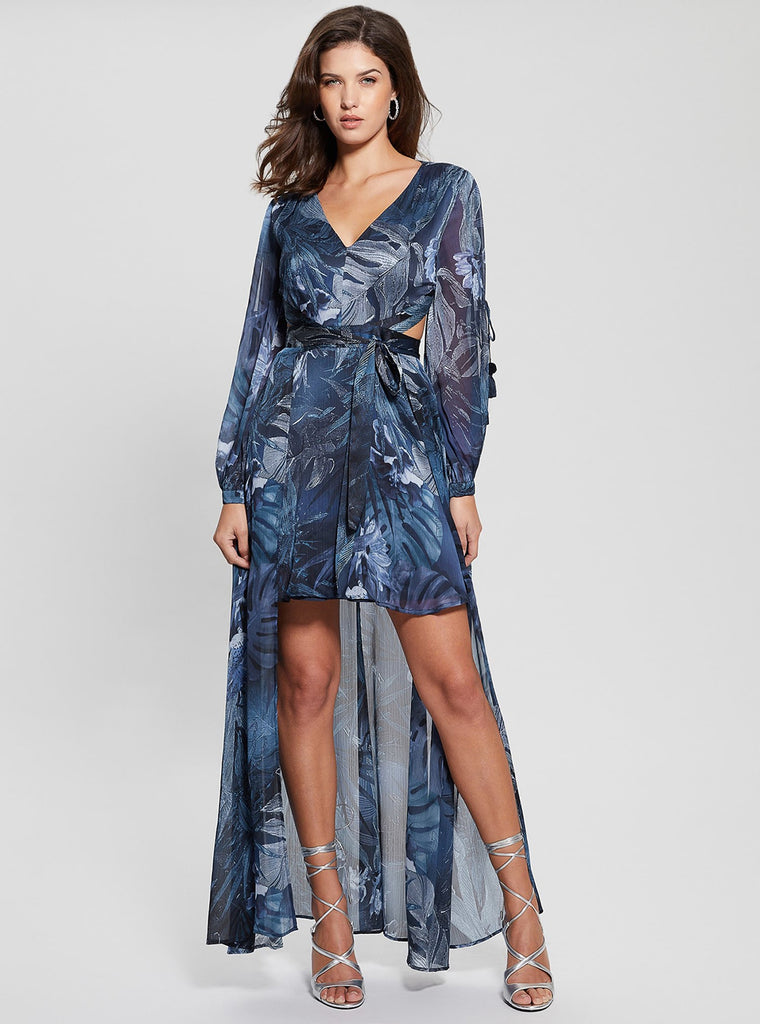 Eco Blue Long Sleeve Farrah Dress | GUESS