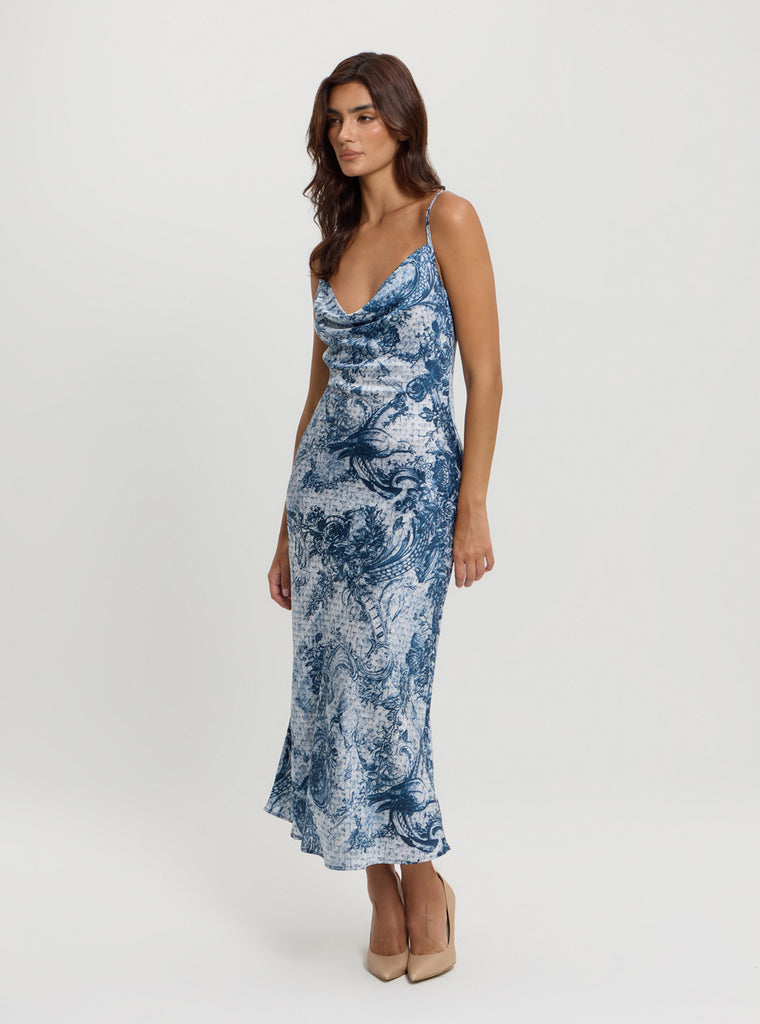 Eco Blue Print Akilina Maxi Dress | GUESS