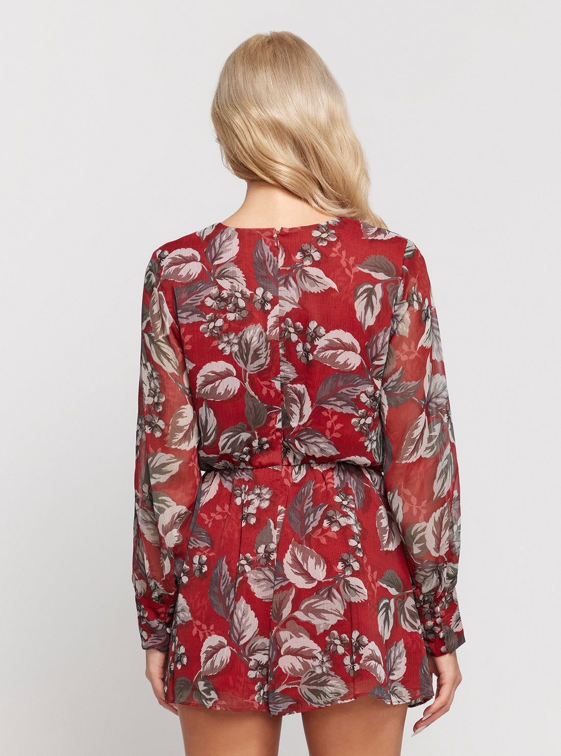 GUESS Eco Red Floral Candis Romper back view