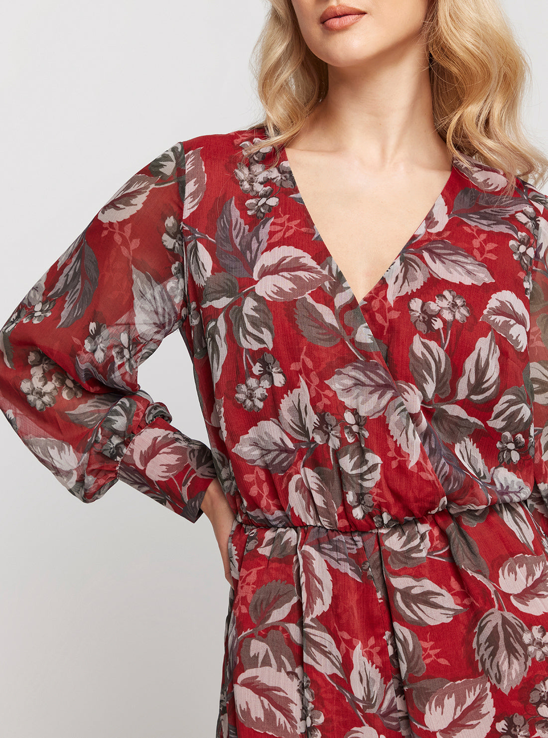 GUESS Eco Red Floral Candis Romper detail view