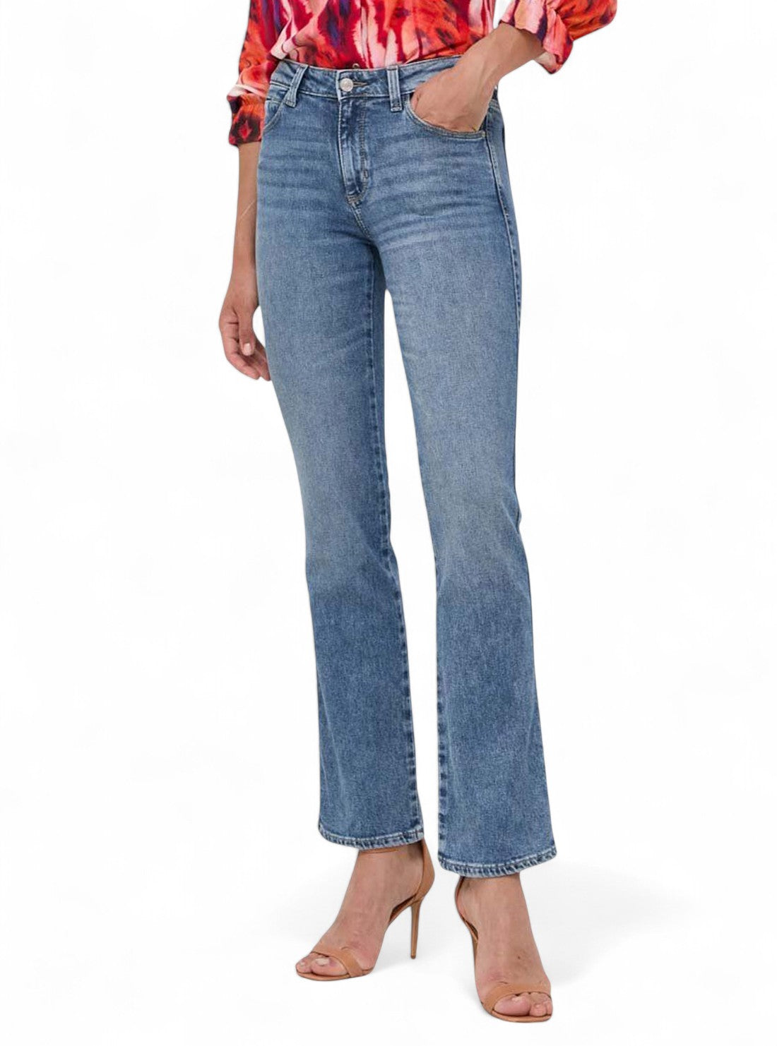 Blue Mid Rise Sexy Straight Jeans