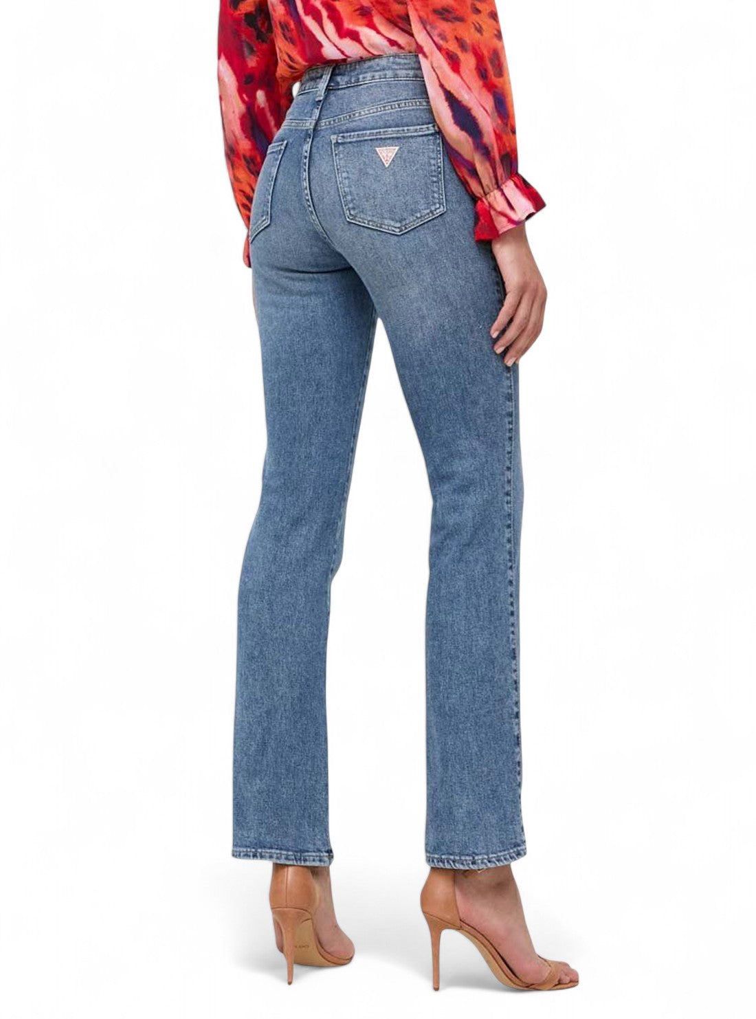 Blue Mid Rise Sexy Straight Jeans