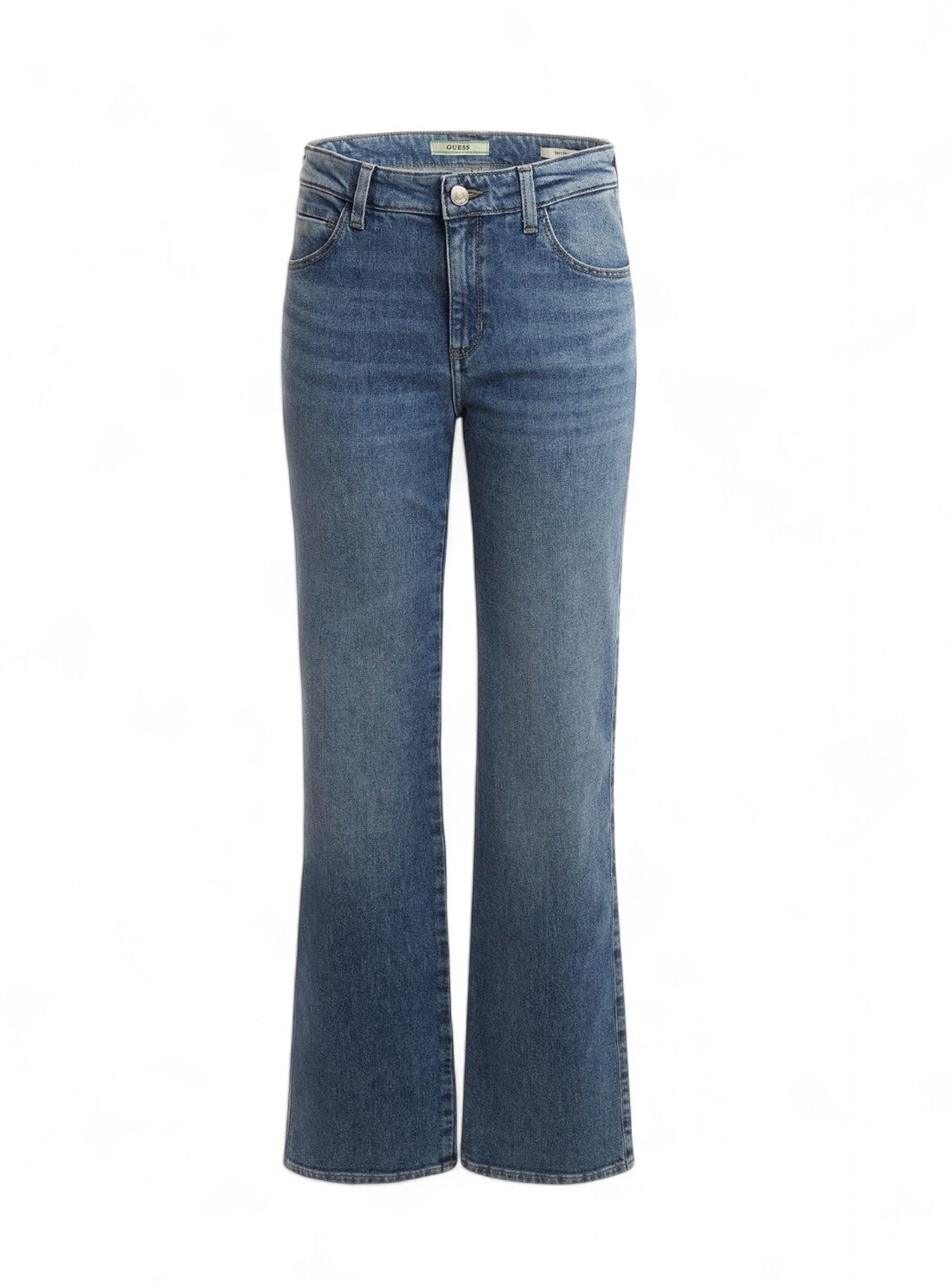 Blue Mid Rise Sexy Straight Jeans