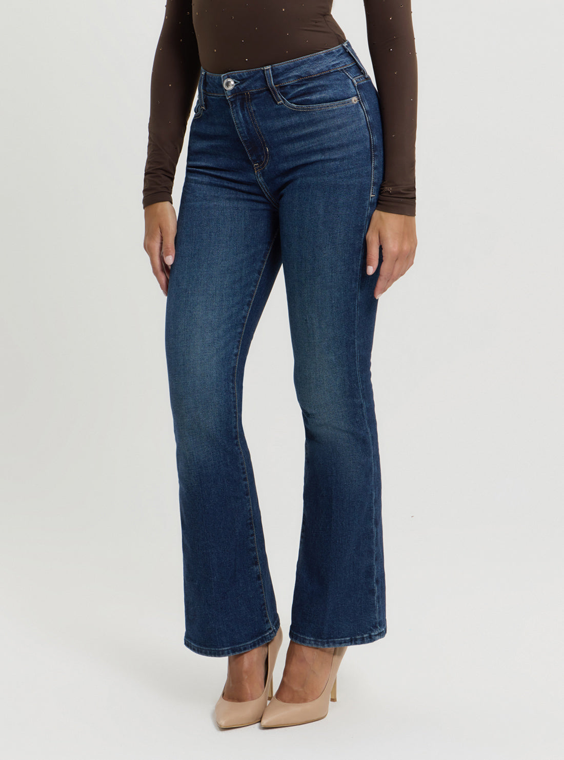 Blue Sexy Flare High Rise in Dark Wash