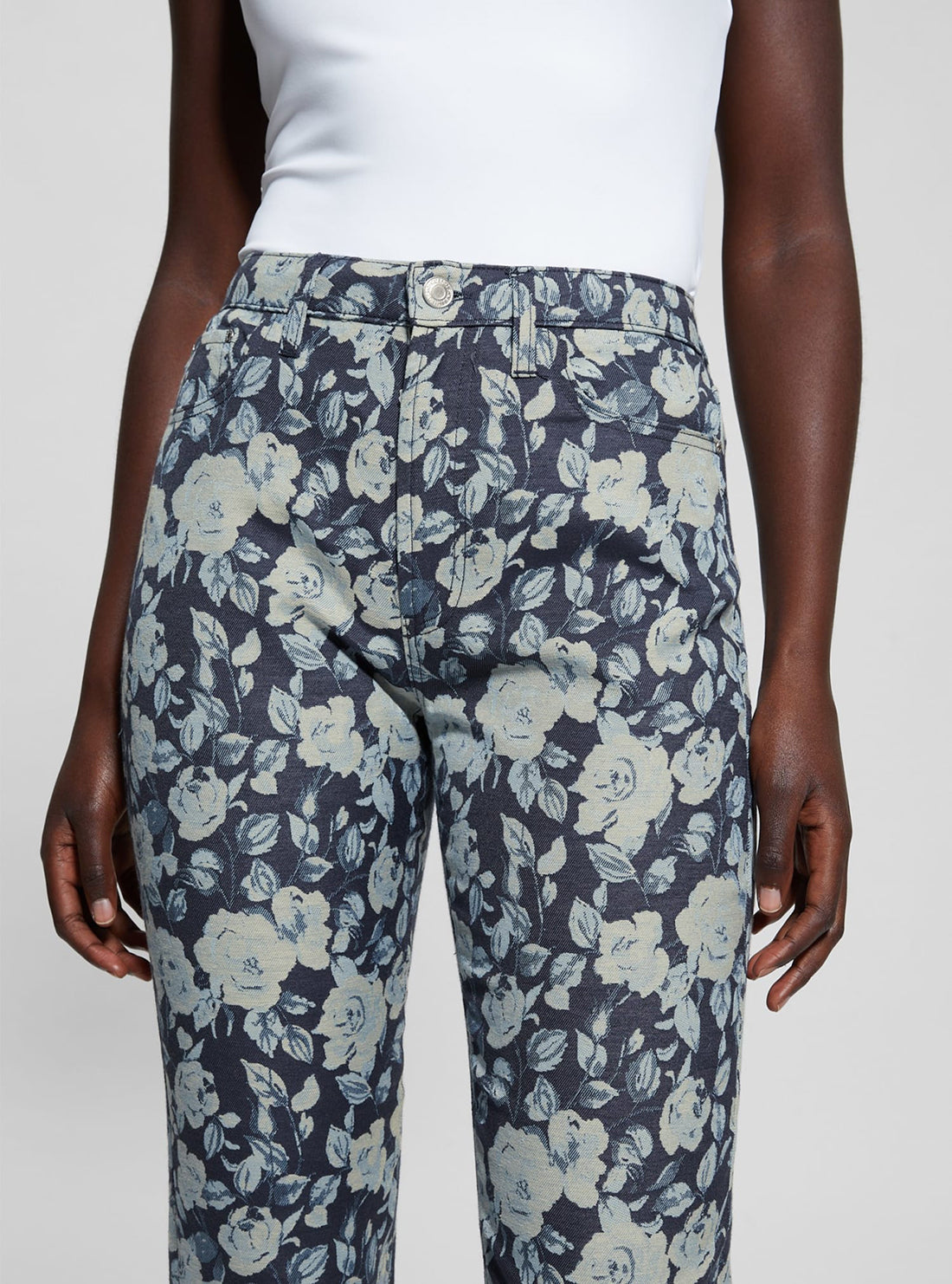 Blue Floral Girly Jacquard Pant