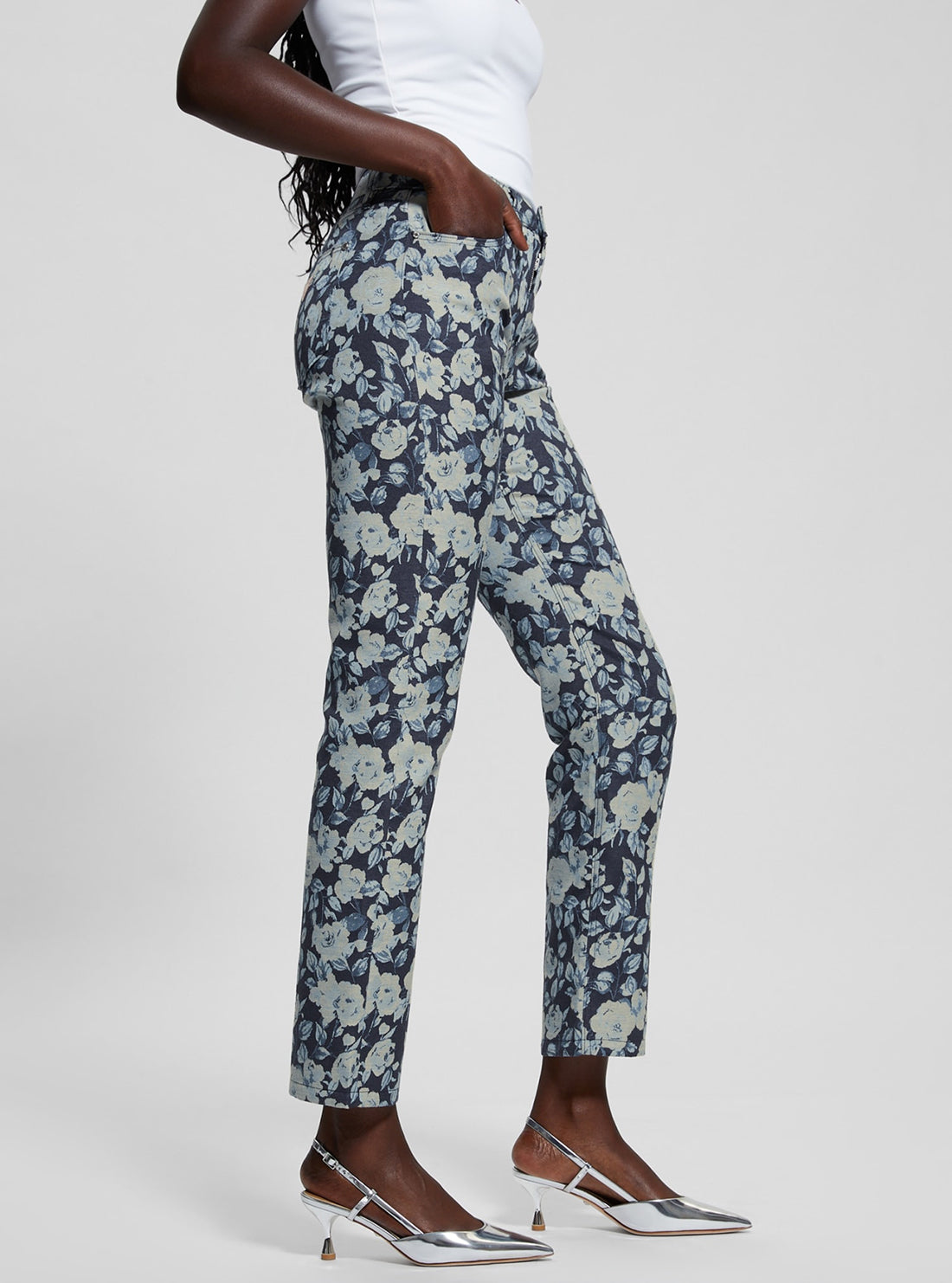 Blue Floral Girly Jacquard Pant