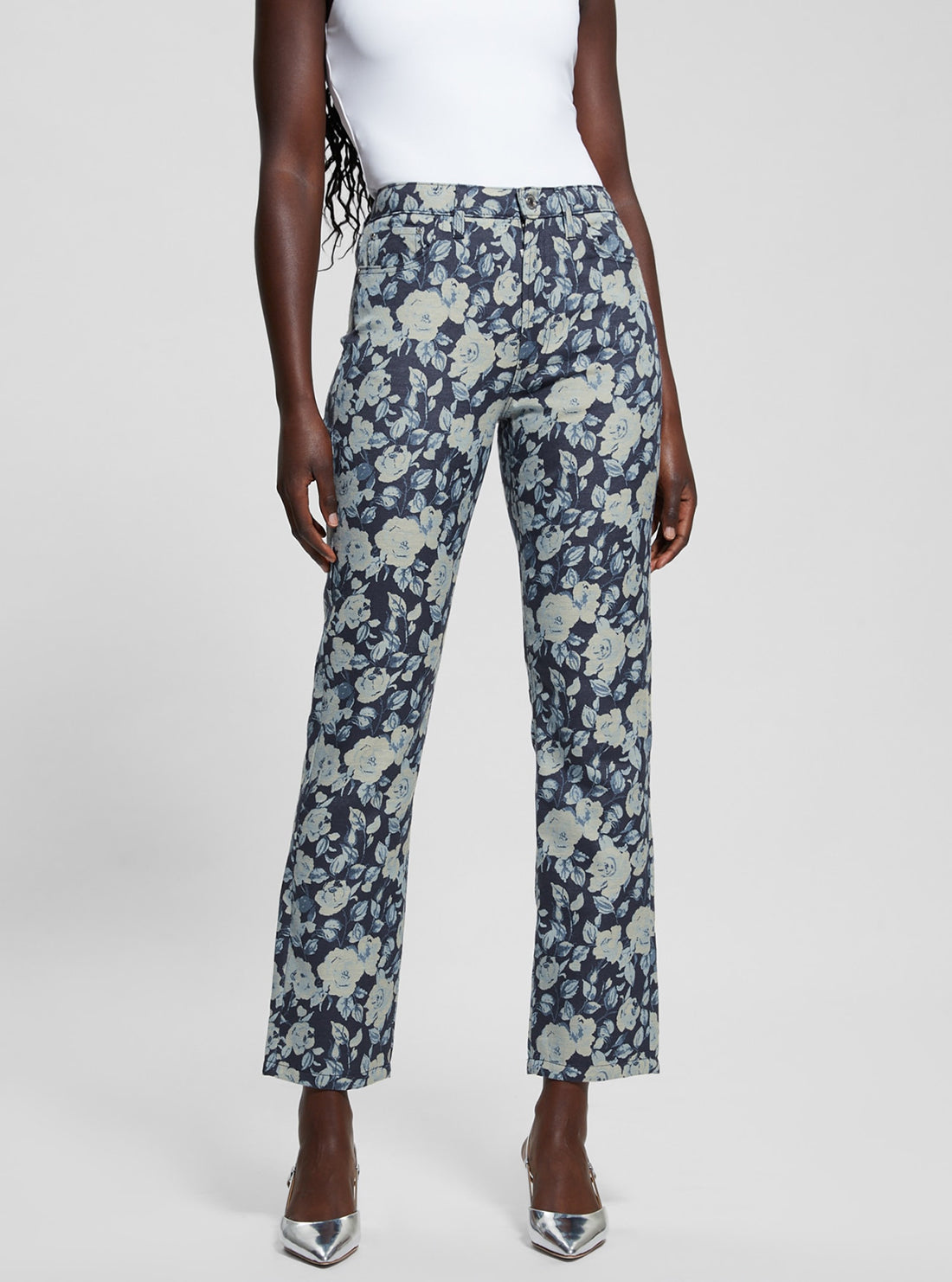 Blue Floral Girly Jacquard Pant