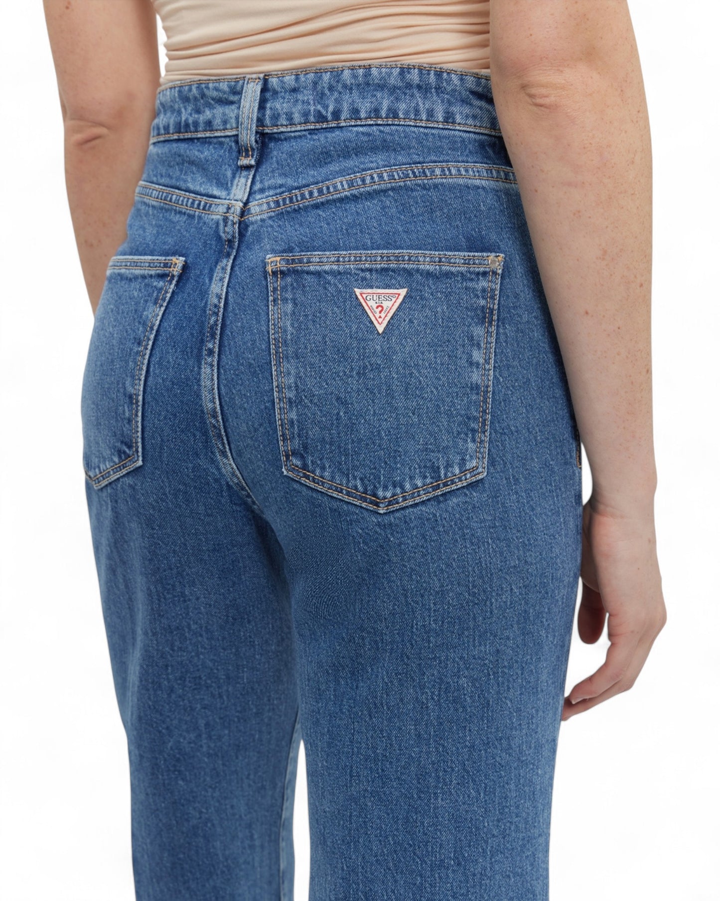 Blue Wide Leg Denim Jeans in Mid Wash